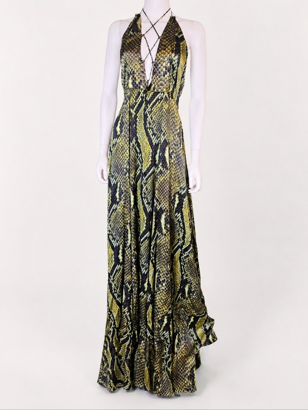 ADRIANA IGLESIAS | Runway Snakeskin Halter Gown Sculptural Evening Dress EU36 - Picture 3 of 12